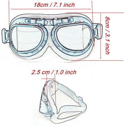 Motorcycle Goggles Vintage Pilot Style Cruiser Scooter Goggle Outdoor Sand Goggles Bike Racer Cruiser Touring Eyewear for Half Helmet