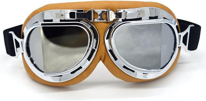 Motorcycle Goggles Vintage Pilot Style Cruiser Scooter Goggle Outdoor Sand Goggles Bike Racer Cruiser Touring Eyewear for Half Helmet